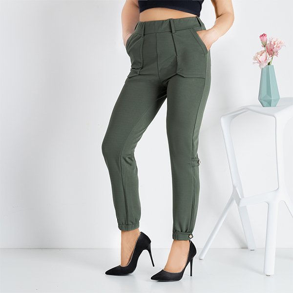 Royalfashion Dunkelgrüne weite Damen Cargohose - Dunkelgrüne