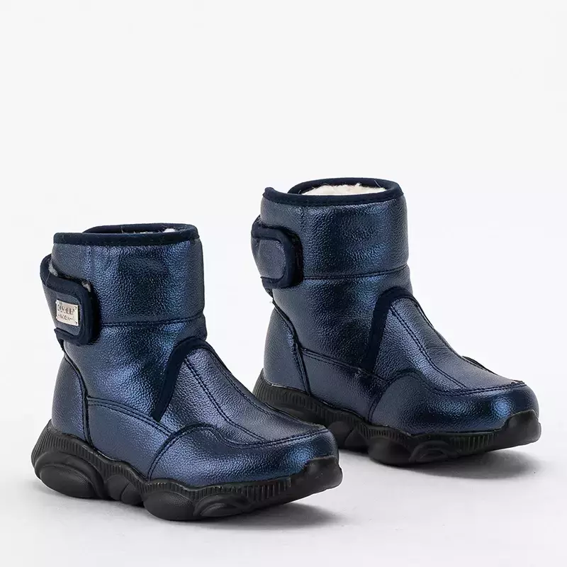 OUTLET Marineblaue Schneestiefel für Kinder mit Klettverschluss Keveri - Schuhe