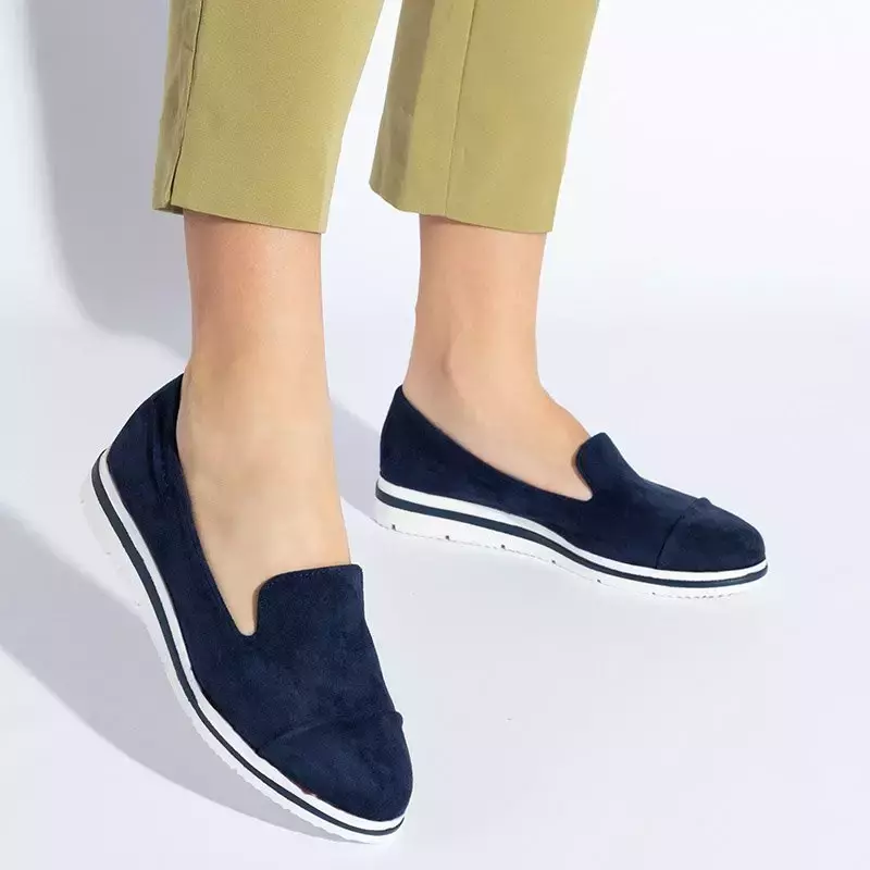 OUTLET Marineblaue Slipper für Damen mit niedrigem Keilabsatz Dardariel - Schuhe