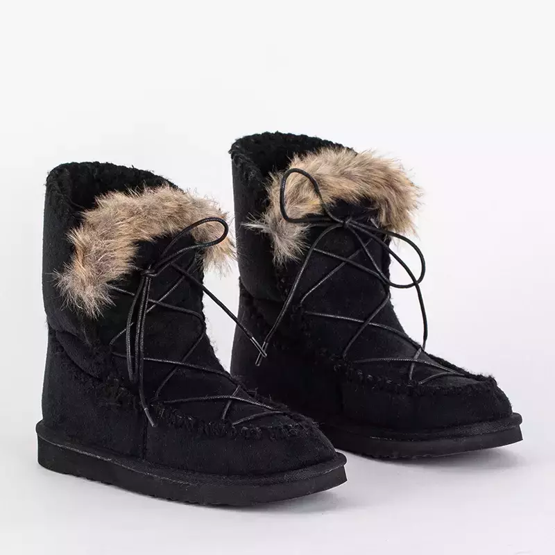 OUTLET Schwarze Damen-Schneestiefel aus Öko-Wildleder Oiu - Schuhe