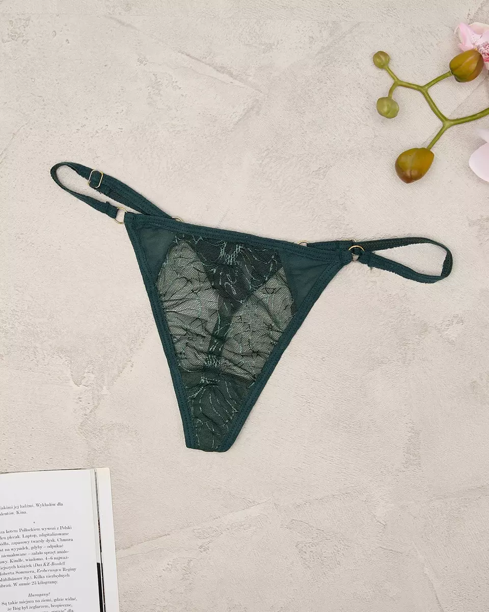 Royalfashion Dunkelgrüner Damen-Tanga aus Spitze