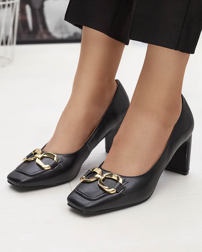 Schwarze Damen-Pumps im Mokassin-Stil Cancoro- Footwear