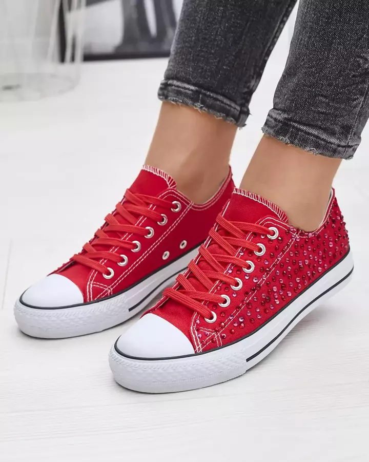 Damen-Sneaker mit farbigen Zirkonen in Rot Amando- Footwear
