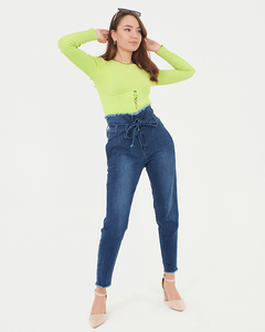 Marineblaue Mom-Jeans für Damen - Kleidung