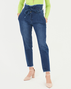 Marineblaue Mom-Jeans für Damen - Kleidung