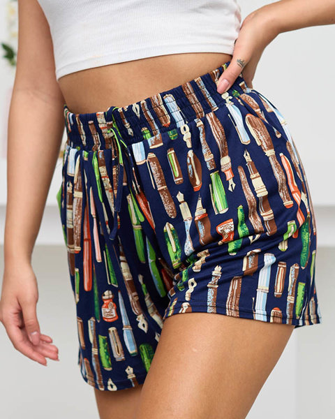 Neongrün gemusterte Damen-Shorts - Kleidung