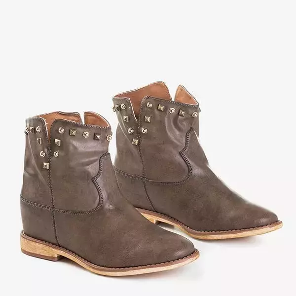 OUTLET Braune Cowboystiefel auf Keilabsatz Brenda - Schuhe