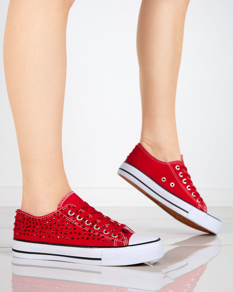 OUTLET Damen-Sneaker mit bunten Zirkonen in Rot Amanda - Footwear