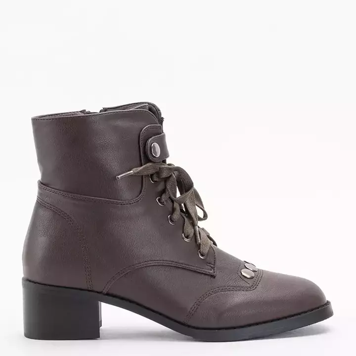 OUTLET Dunkelbraune Damenstiefelette mit flachen Absätzen Rinta - Schuhe