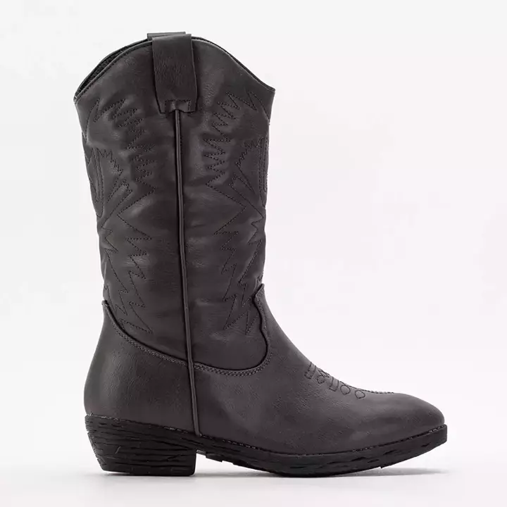 OUTLET Dunkelgraue Damen Cowboystiefel aus Ökoleder Vetika - Schuhe