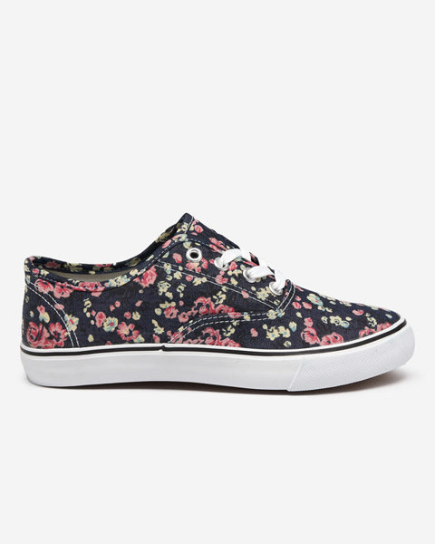 OUTLET Marineblaue Damensneaker mit Blumen Sertoli - Schuhe