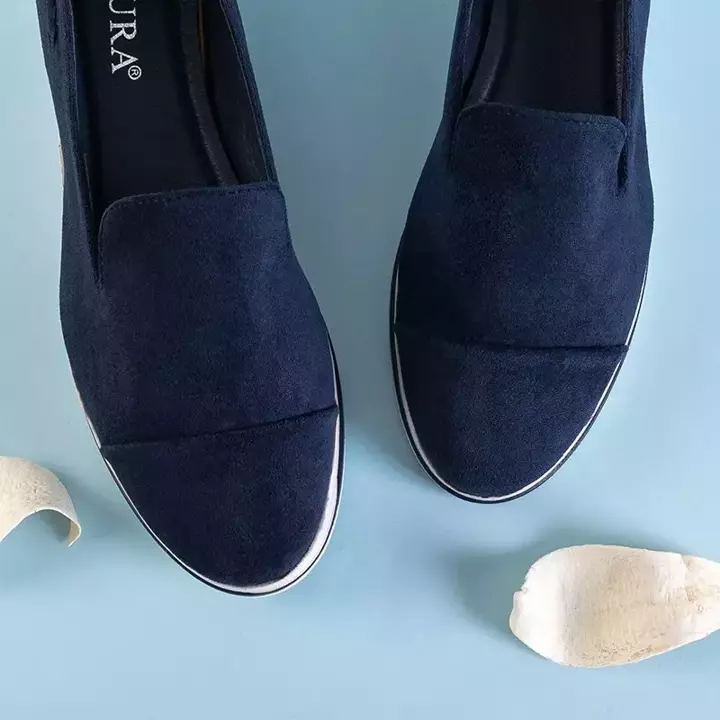 OUTLET Marineblaue Slipper für Damen mit niedrigem Keilabsatz Dardariel - Schuhe