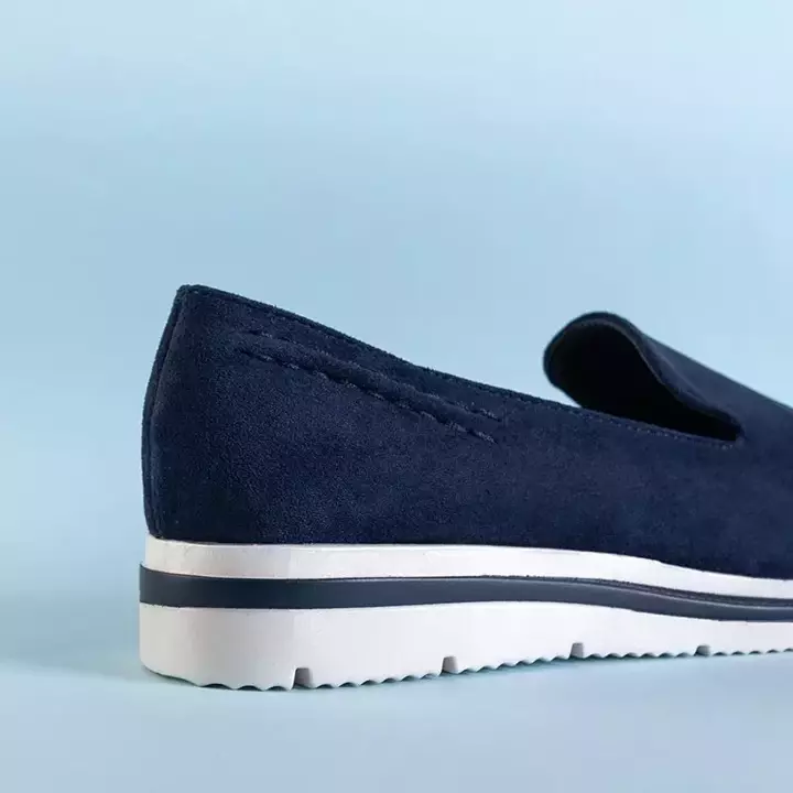 OUTLET Marineblaue Slipper für Damen mit niedrigem Keilabsatz Dardariel - Schuhe