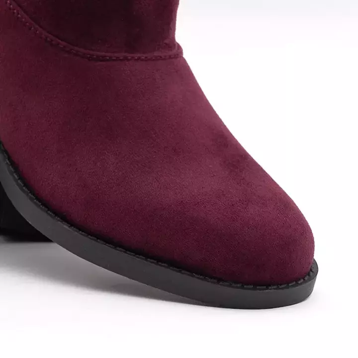 OUTLET Maroon Damenstiefel mit flachen Absätzen Orifiela - Schuhe