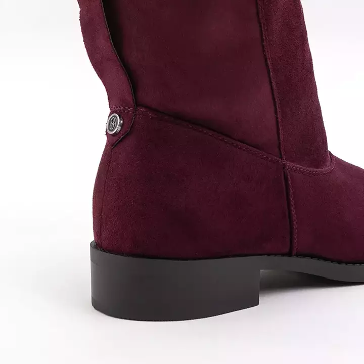 OUTLET Maroon Damenstiefel mit flachen Absätzen Orifiela - Schuhe