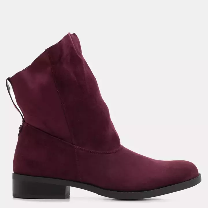 OUTLET Maroon Damenstiefel mit flachen Absätzen Orifiela - Schuhe