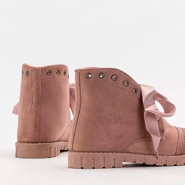 OUTLET Rosa Damenstiefel mit Zirkonia, gebunden mit Segadi-Band - Schuhe