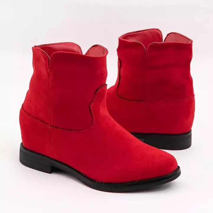 OUTLET Rote Stiefeletten a'la Cowboy Wedge Nastu - Schuhe