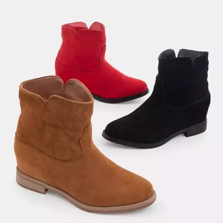 OUTLET Rote Stiefeletten a'la Cowboy Wedge Nastu - Schuhe