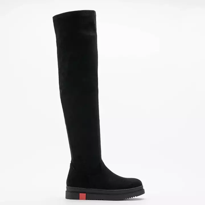 OUTLET Schwarze Damen Overknee-Stiefel aus Öko-Wildleder Airada - Schuhe