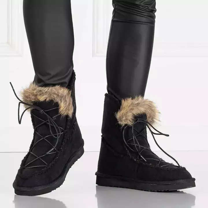 OUTLET Schwarze Damen-Schneestiefel aus Öko-Wildleder Oiu - Schuhe