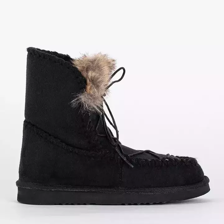 OUTLET Schwarze Damen-Schneestiefel aus Öko-Wildleder Oiu - Schuhe