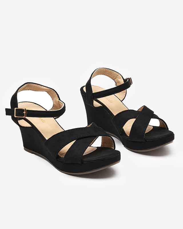 OUTLET Schwarze Keilsandalen für Damen Deklis - Schuhe