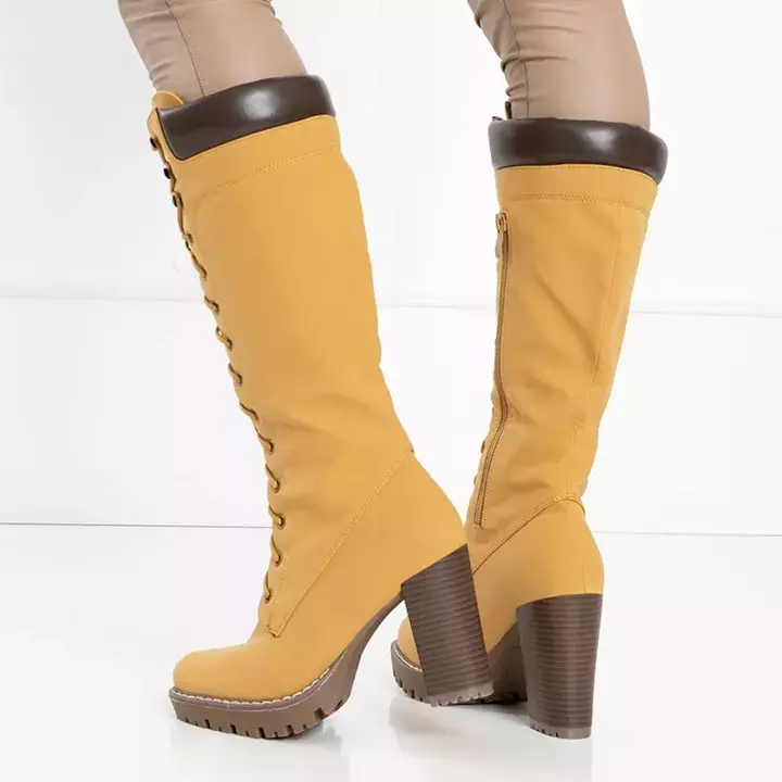 OUTLET Senf gebundene Damenstiefel auf der Post Mastio - Schuhe