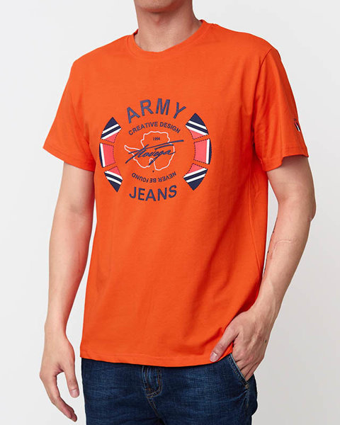 Orange bedrucktes T-Shirt für Herren - Kleidung