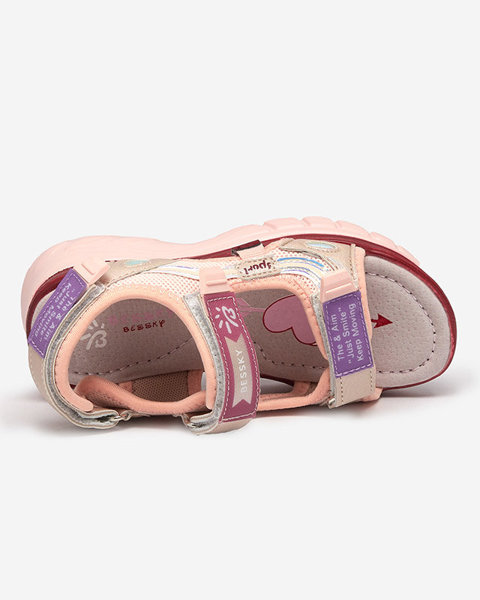Rosafarbene Kindersandalen mit bunten Einsätzen Meniko - Schuhe