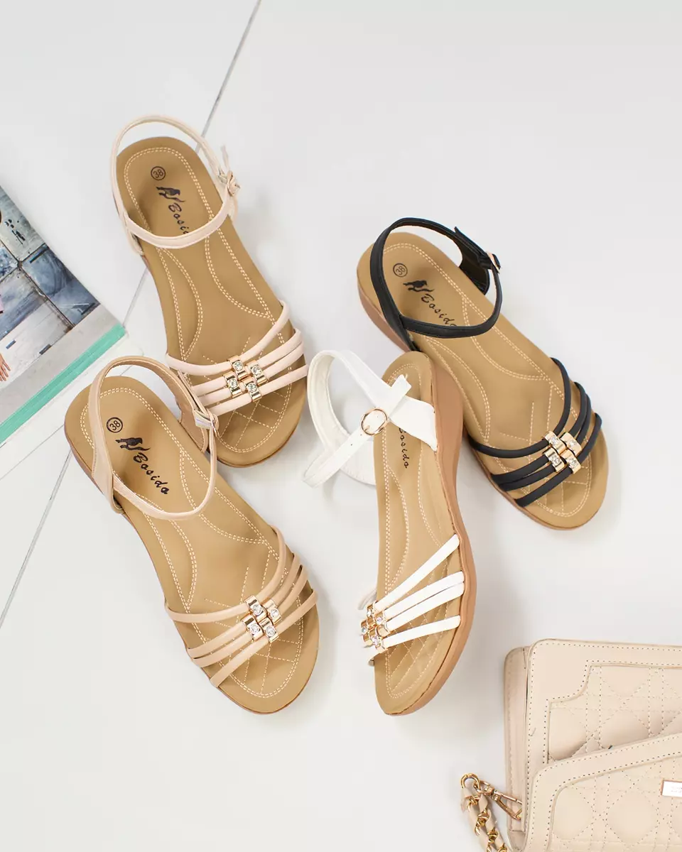 Royalfashion Beige verschönerte Damen Sandalen Sun Crush