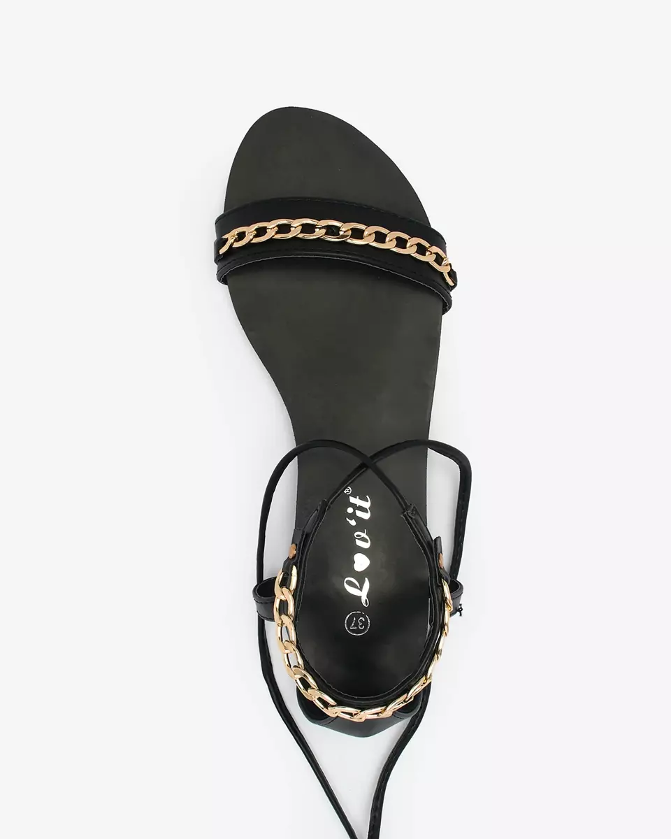 Royalfashion Black Women's Elvierena Tie-Up Sandals