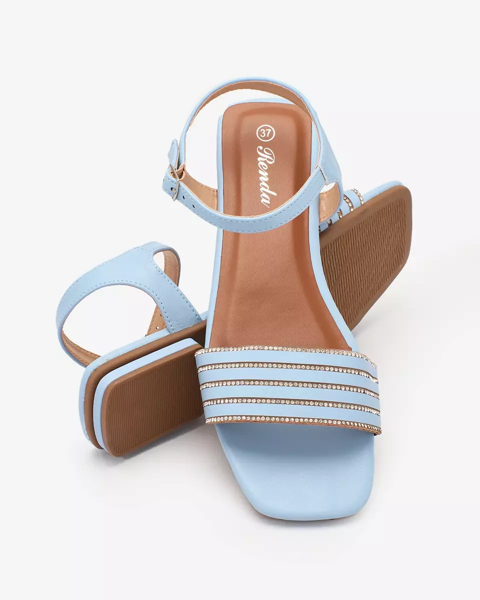 Royalfashion Blaue flache Damensandalen mit Zirkonen Lubrus