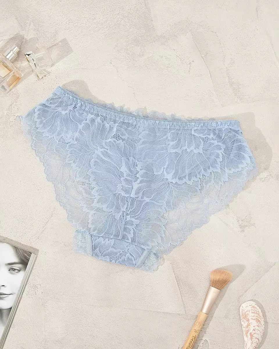 Royalfashion Blauer Baumwoll-Spitzenslip für Damen