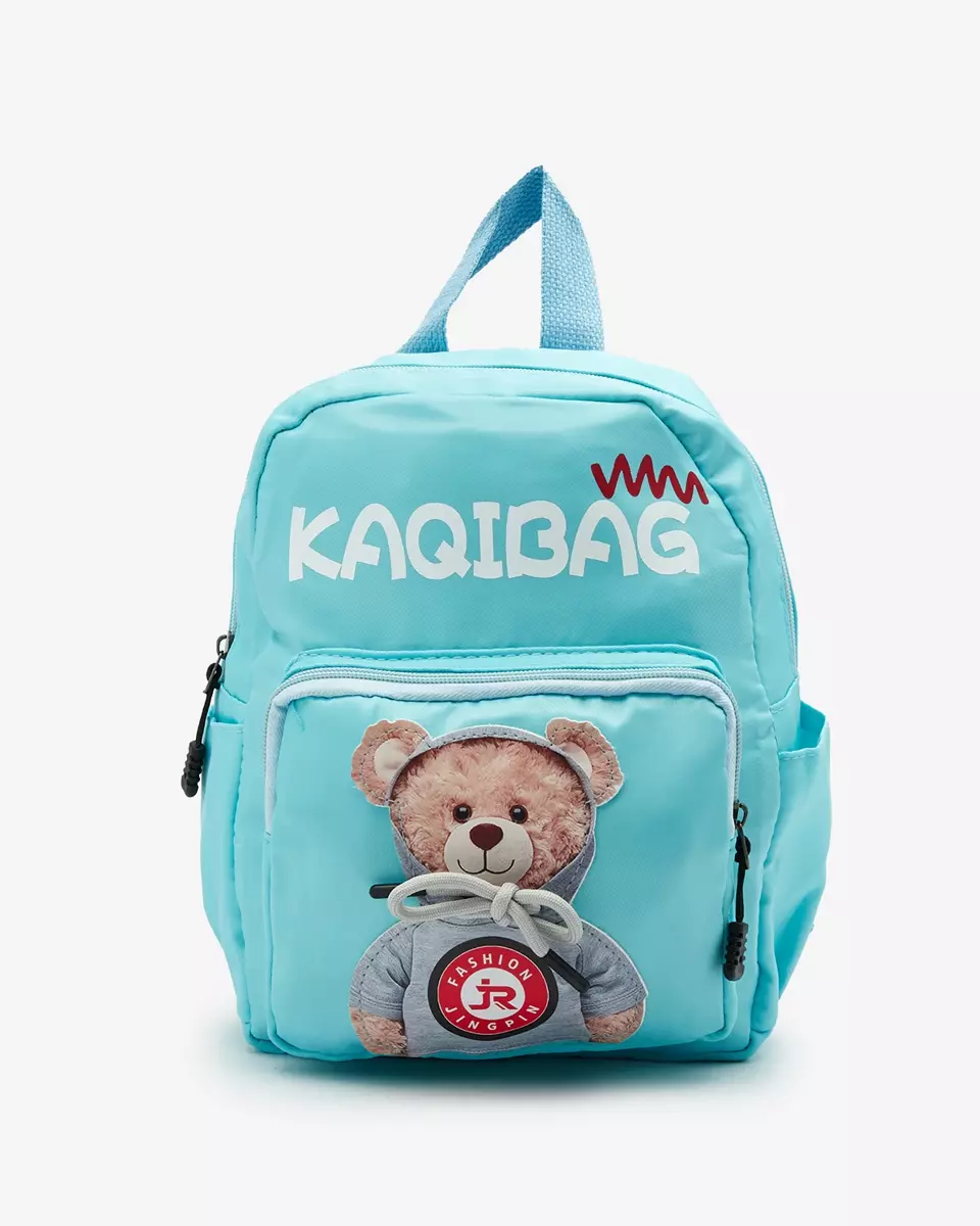 Royalfashion Blauer Kinderrucksack mit Teddydruck