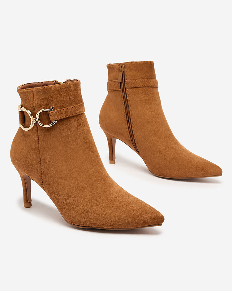 Royalfashion Camel Damen-Stiletto-Stiefel Amaelika