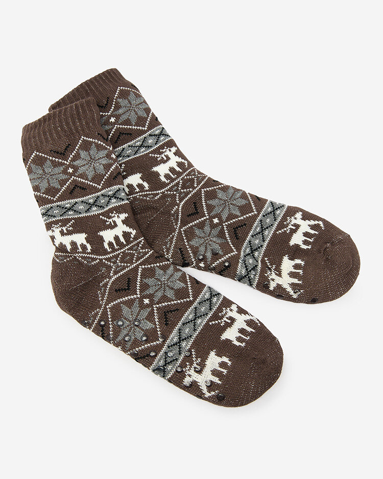 Royalfashion Christmas dark brown men's insulated socks