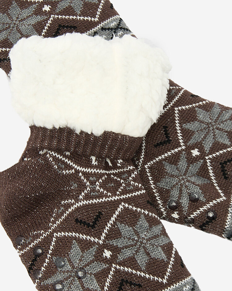 Royalfashion Christmas dark brown men's insulated socks