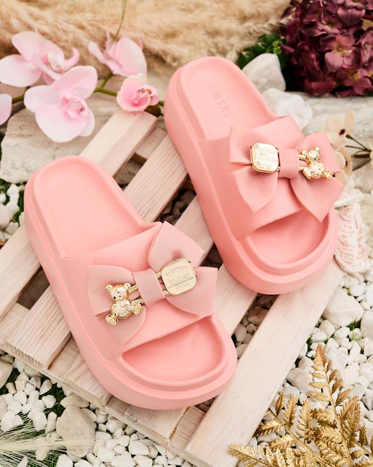 Royalfashion Damen-Gummi-Flip-Flops mit Zierschleife Apis