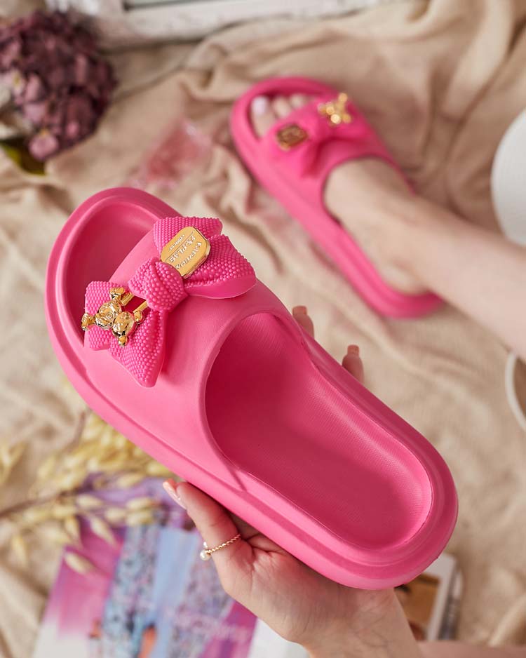 Royalfashion Damen-Gummi-Flip-Flops mit Zierschleife Apples