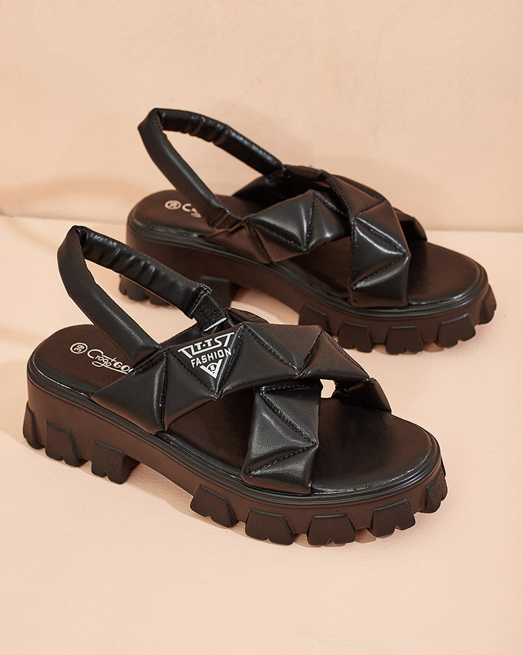 Royalfashion Damen Öko-Leder Plateausandalen Artis