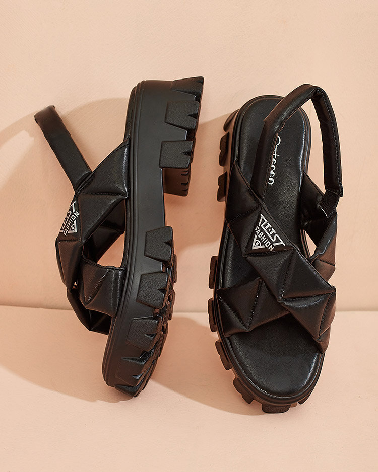 Royalfashion Damen Öko-Leder Plateausandalen Artis