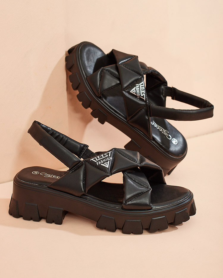 Royalfashion Damen Öko-Leder Plateausandalen Artis