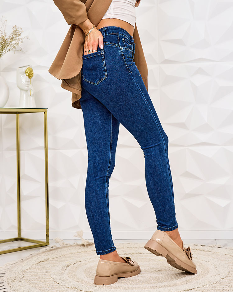 Royalfashion Damen Röhrenjeans mit Zirkonen