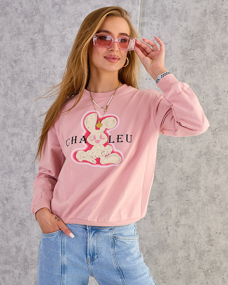 Royalfashion Damen Sweatshirt aus Baumwolle mit dünnem Druck