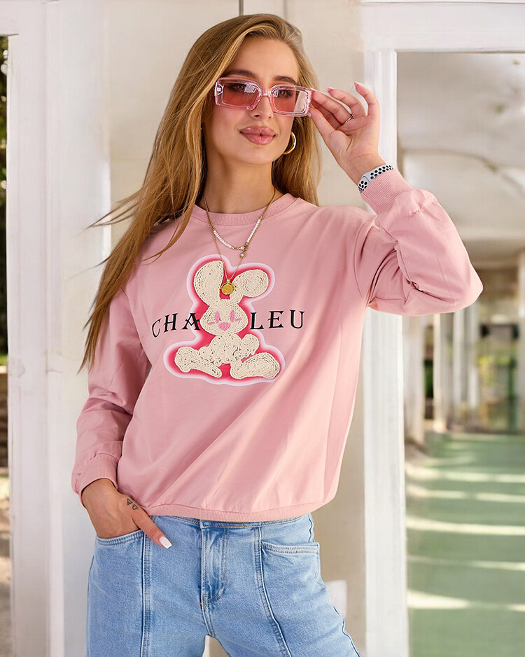 Royalfashion Damen Sweatshirt aus Baumwolle mit dünnem Druck