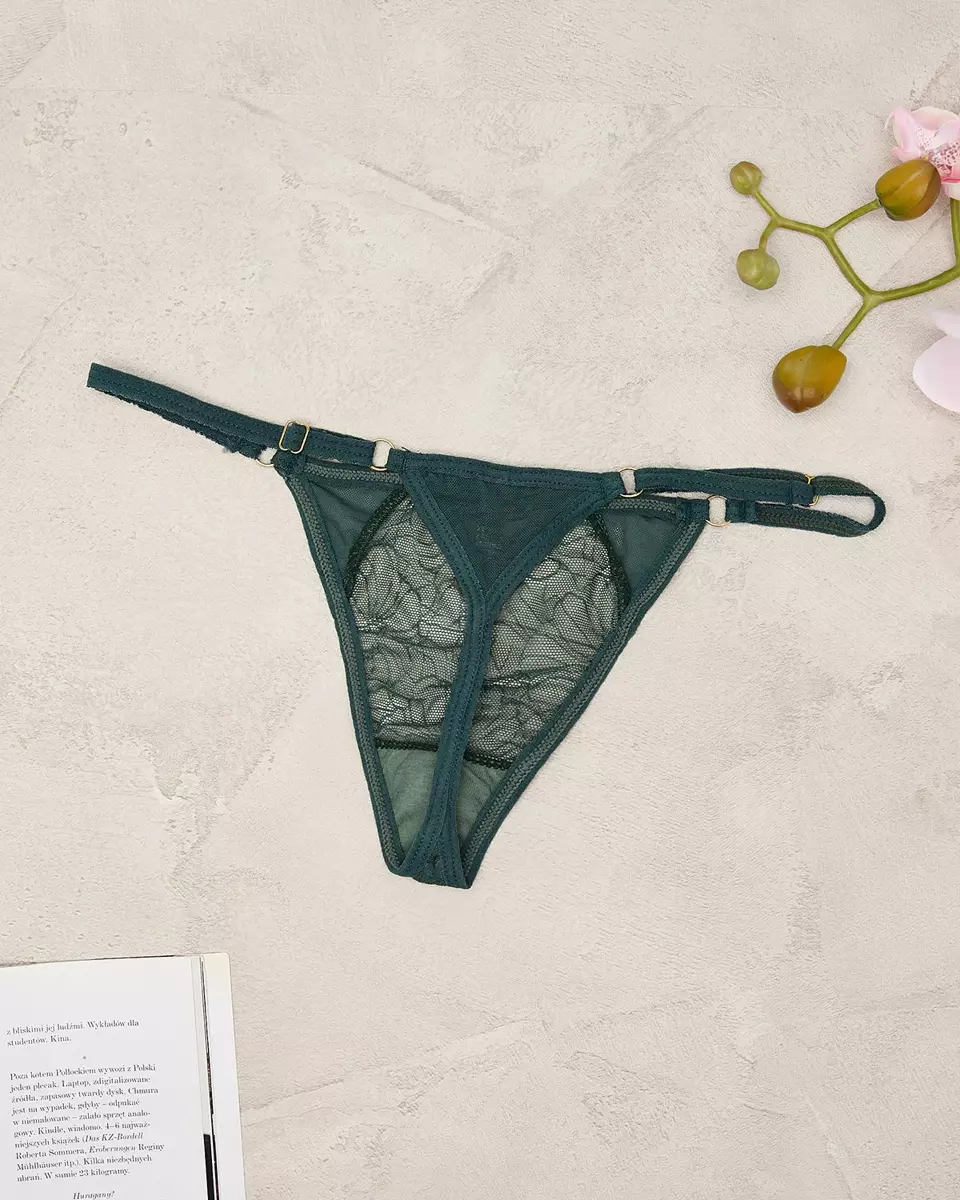 Royalfashion Dunkelgrüner Damen-Tanga aus Spitze