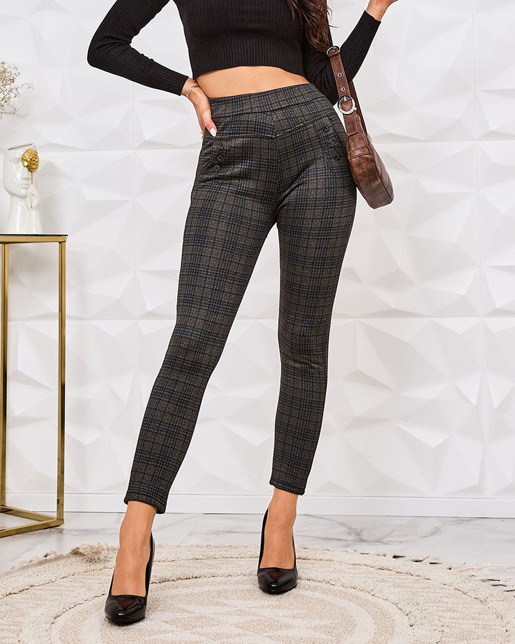 Royalfashion Isolierte, karierte Teggings-Hose für Damen