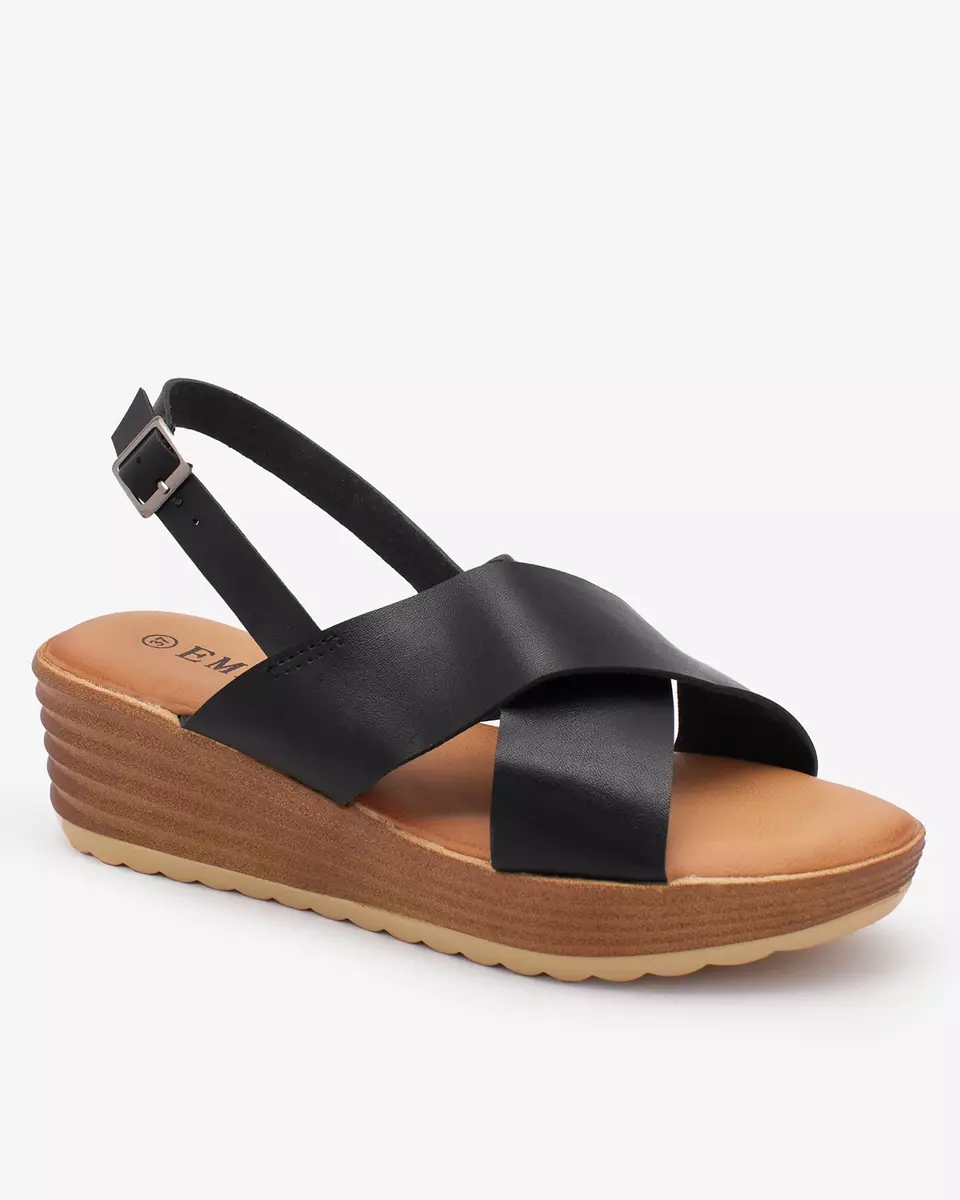 Royalfashion Schwarze Damen Detenfi Sandalen mit niedrigem Absatz