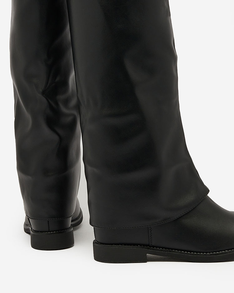 Royalfashion Schwarze Damenstiefel mit verstecktem Anker Dibisad